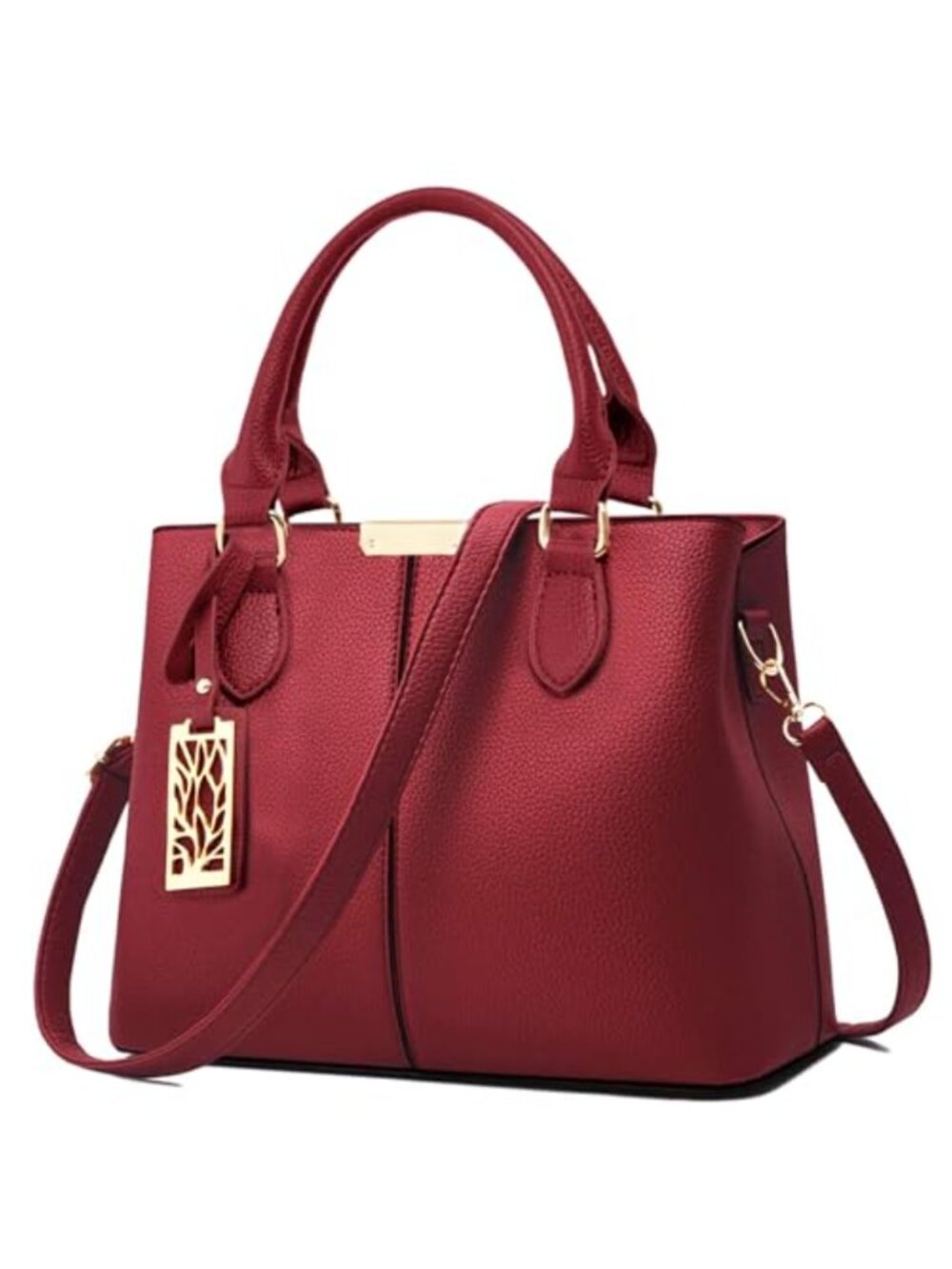 Faux Leather Top Handle Satchel Bag for Women with Adjustable Shoulder Strap